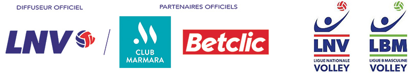 Diffuseur officiel : LNV / Partenaires officiels : Club Marmara, Betclic / Ligue Nationale Masculine de Volley